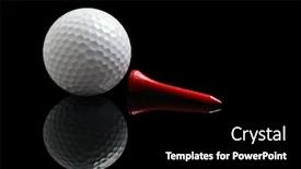  Presentation with golf - PPT layouts with golf ball tee on black background with reflection background and a black colored foreground