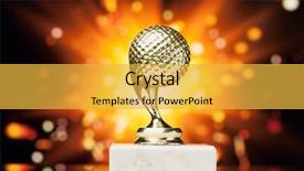  Presentation with trophy - PPT theme having golf ball trophy against shiny background and a yellow colored foreground