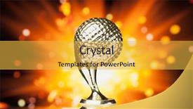  Presentation with trophy - PPT layouts featuring golf ball trophy against shiny background and a yellow colored foreground