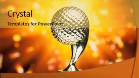  Presentation with color orange - Beautiful presentation theme featuring golf ball trophy against shiny backdrop and a yellow colored foreground