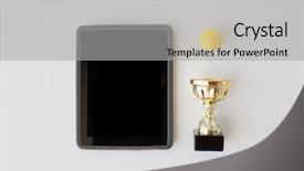  Presentation with black technology - PPT theme enhanced with golf ball with gold background and a light gray colored foreground