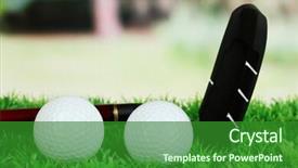  Presentation with driver - Beautiful slide deck featuring golf balls and driver on green grass outdoor close up backdrop and a forest green colored foreground