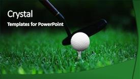  Presentation with green grass under the snow - Cool new PPT theme with golf balls and driver on green grass background backdrop and a black colored foreground