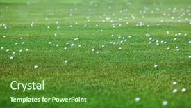  Presentation with golf driving range - Cool new theme with golf balls at a driving backdrop and a forest green colored foreground