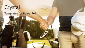  Presentation with shaking hands - PPT theme consisting of golf car - cropped image of two men background and a lemonade colored foreground