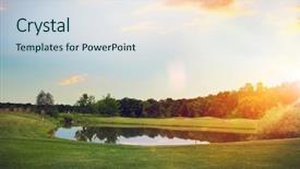  Presentation with aces high card game - Audience pleasing slides consisting of golf cars on trimmed lawn backdrop and a sky blue colored foreground