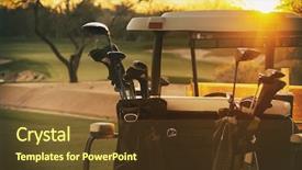  Presentation with course - Amazing PPT theme having golf cart - beautiful sunset overlooking backdrop and a tawny brown colored foreground