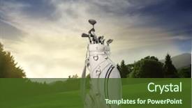  Presentation with golf - Theme featuring golf cart in a golf background and a tawny brown colored foreground