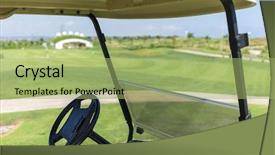  Presentation with golf course - Beautiful slide set featuring golf cart on course club backdrop and a mint green colored foreground