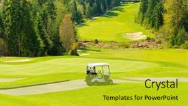  Presentation with golf - Slide set having golf cart over nice green background and a  colored foreground