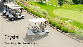  Presentation with golf course - Theme enhanced with golf carts on a golf background and a  colored foreground
