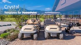  Presentation with golf course - Slides consisting of golf-carts-on-a-golf background and a teal colored foreground