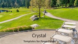  Presentation with golf course - Cool new PPT theme with golf carts on a golf backdrop and a  colored foreground