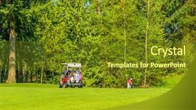  Presentation with golf cart on - Presentation design consisting of golf carts on a golf background and a  colored foreground