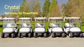  Presentation with golf cart on - Colorful presentation enhanced with golf carts on a golf backdrop and a  colored foreground