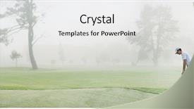  Presentation with green morning - Colorful presentation enhanced with golf chip panorama misty morning backdrop and a white colored foreground