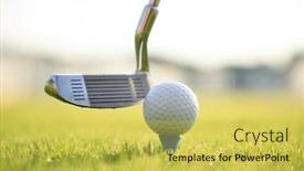  Presentation with club - Theme with golf-club-and-ball background and a yellow colored foreground