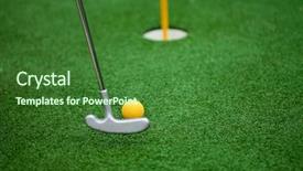  Presentation with club - Colorful theme enhanced with golf club ball and hole backdrop and a forest green colored foreground