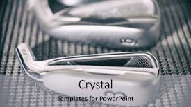  Presentation with golf driving range - Presentation featuring golf club irons head macro background and a light gray colored foreground