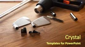  Presentation with club - Slide deck featuring golf club making golf club background and a tawny brown colored foreground