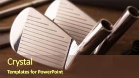  Presentation with club - Presentation design having golf club making shiny chrome background and a tawny brown colored foreground