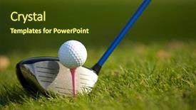  Presentation with golf course - Beautiful presentation theme featuring golf club on a golf backdrop and a tawny brown colored foreground