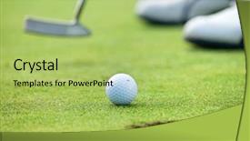  Presentation with golf course - Audience pleasing presentation theme consisting of golf club on a golf backdrop and a mint green colored foreground