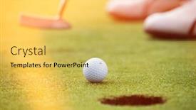  Presentation with golf course - Audience pleasing PPT theme consisting of golf club on a golf course backdrop and a yellow colored foreground