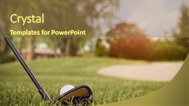  Presentation with club - Slide set with golf club with ball background and a tawny brown colored foreground