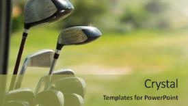  Presentation with drivers - Audience pleasing PPT theme consisting of golf clubs drivers over green backdrop and a yellow colored foreground