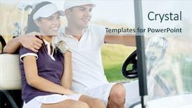  Presentation with self driving cars - Presentation theme having golf couple driving in golf background and a sky blue colored foreground