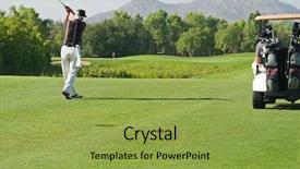  Presentation with course - Beautiful slide set featuring golf course action and players hitting the greens backdrop and a yellow colored foreground