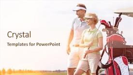  Presentation with golf course - Beautiful PPT theme featuring golf course against clear backdrop and a cream colored foreground