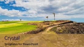  Presentation with golf - PPT theme enhanced with golf course beautiful landscape background and a gold colored foreground