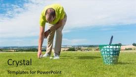  Presentation with professional snooker player evaluating - Theme with golf course during individual game background and a gold colored foreground