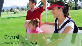  Presentation with golf course - Slide deck with golf course family father mother background and a seafoam green colored foreground