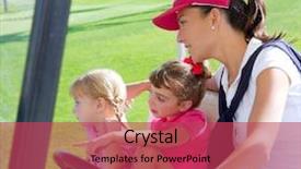  Presentation with red gold green field - Cool new slide deck with golf course family mother backdrop and a red colored foreground