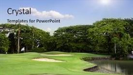 Presentation with golf course - PPT theme having golf course in bali background and a light blue colored foreground