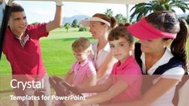  Presentation with mothers - Presentation theme having golf course mothers and daughters background and a coral colored foreground