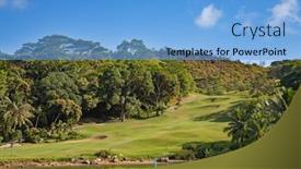  Presentation with golf course - PPT theme having golf-course-on-the-praslin background and a light blue colored foreground