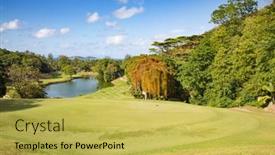  Presentation with course - Slide set having golf-course-on-the-praslin background and a yellow colored foreground