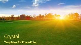  Presentation with golf course - PPT layouts featuring golf-course-with-a-green background and a tawny brown colored foreground