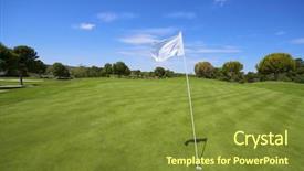  Presentation with golf course - Amazing slide set having golf course with a white backdrop and a tawny brown colored foreground