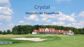  Presentation with golf course - Colorful presentation theme enhanced with golf course with clubhouse backdrop and a light blue colored foreground