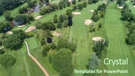  Presentation with golf course - Slide set having golf course with golfers fairway background and a tawny brown colored foreground