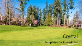  Presentation with green real estate - Colorful presentation theme enhanced with golf course with gorgeous green backdrop and a yellow colored foreground