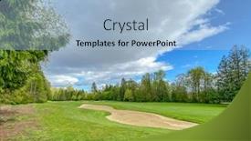  Presentation with golf course - Cool new PPT theme with golf-course-with-gorgeous-green backdrop and a light blue colored foreground