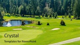  Presentation with golf course - Slide set having golf course with gorgeous green background and a  colored foreground