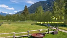 Presentation with green mountains - Cool new slide deck with golf-course-with-gorgeous-green backdrop and a tawny brown colored foreground