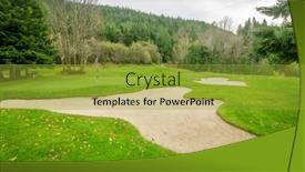  Presentation with golf course - PPT theme having golf-course-with-gorgeous-green and a gold colored foreground